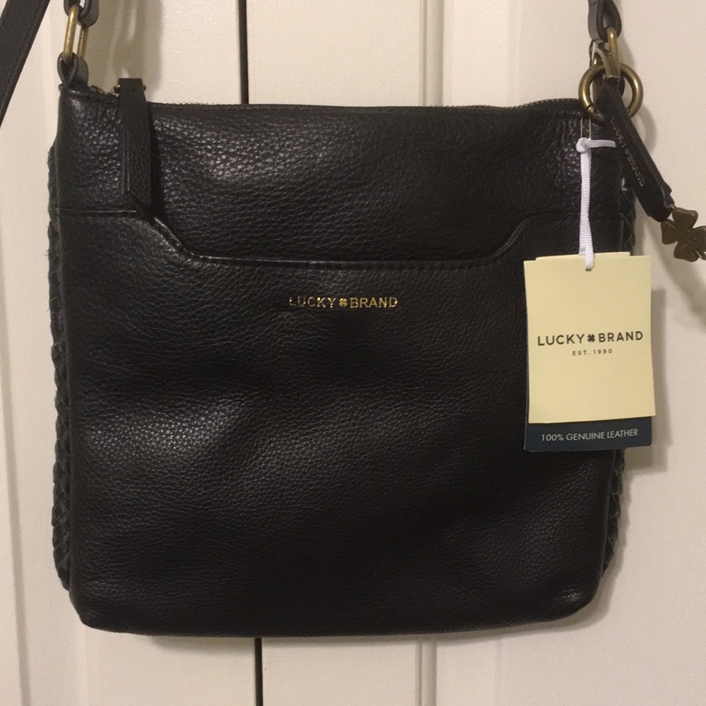 NWT Lucky Brand Black Leather Cross-body